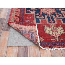 Load image into Gallery viewer, 3&#39;7&quot;x10&#39;3&quot; Summer Fig Red, Great Condition, Vintage Persian Heriz, Even Wear, 100% Wool, Cropped Thin, Hand Knotted, Sides and Ends Secured, Tribal Floor Art, Runner Oriental Rug FWR519882