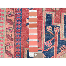 Load image into Gallery viewer, 3&#39;7&quot;x10&#39;3&quot; Summer Fig Red, Great Condition, Vintage Persian Heriz, Even Wear, 100% Wool, Cropped Thin, Hand Knotted, Sides and Ends Secured, Tribal Floor Art, Runner Oriental Rug FWR519882