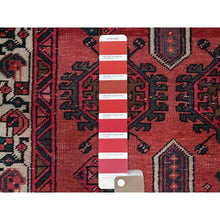 Load image into Gallery viewer, 3&#39;3&quot;x10&#39;6&quot; Upsdell Red, Vintage North West Persian, Vibrant Geometric Pattern, All Wool, Cropped Thin, Even Wear With No Holes, Sides And Ends Secured Professionally, Great Condition, Runner Oriental Rug FWR519972