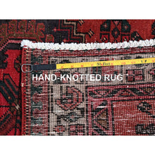 Load image into Gallery viewer, 3&#39;3&quot;x10&#39;6&quot; Upsdell Red, Vintage North West Persian, Vibrant Geometric Pattern, All Wool, Cropped Thin, Even Wear With No Holes, Sides And Ends Secured Professionally, Great Condition, Runner Oriental Rug FWR519972