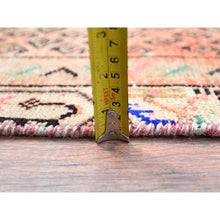 Load image into Gallery viewer, 2&#39;9&quot;x3&#39;10&quot; Canyon Sunset Orange, Hand Knotted With Boteh All Over Design, Distressed Look, Cropped Thin, Soft And Silky Wool, Evenly Worn With No Holes, Persian Sarouk Mir, Antique Oriental Rug FWR520104