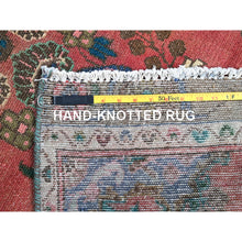 Load image into Gallery viewer, 2&#39;5&quot;x10&#39;8&quot; Indian Red, Narrow Vintage Persian Bibikabad, Hand Knotted With Extra Soft Wool, Good Condition, Professionally Secured, Cropped Thin, Distressed Look, Runner Oriental Rug FWR520146