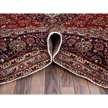 Load image into Gallery viewer, 9&#39;9&quot;x13&#39; Ajax Red, Hand Knotted Vintage Persian Kashan With Central Medallion Design, Sides and Ends Professionally Secured and Cleaned, Mint Condition, Fine Wool Pile, Oriental Rug FWR520176