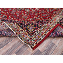 Load image into Gallery viewer, 9&#39;9&quot;x13&#39; Ajax Red, Hand Knotted Vintage Persian Kashan With Central Medallion Design, Sides and Ends Professionally Secured and Cleaned, Mint Condition, Fine Wool Pile, Oriental Rug FWR520176