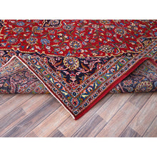 Load image into Gallery viewer, 10&#39;1&quot;x13&#39; Angels Red, Blue Border and Corners, Old Persian Kashan Hand Knotted Medallion Design, Nomad Creation, Full Pile, Vegetable Dyes, All Wool Oriental Rug FWR520182