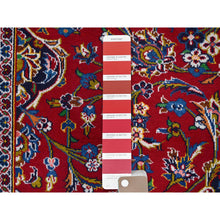 Load image into Gallery viewer, 10&#39;1&quot;x13&#39; Angels Red, Blue Border and Corners, Old Persian Kashan Hand Knotted Medallion Design, Nomad Creation, Full Pile, Vegetable Dyes, All Wool Oriental Rug FWR520182