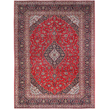 Load image into Gallery viewer, 9&#39;10&quot;x13&#39;1&quot; Ketchup Red, Full Pile Vintage Persian Kashan, Hand Knotted Cleaned and Sides and Ends Professionally and Secured, Natural Wool, Denser Weave Oriental Rug FWR520200