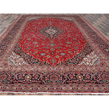 Load image into Gallery viewer, 9&#39;10&quot;x13&#39;1&quot; Ketchup Red, Full Pile Vintage Persian Kashan, Hand Knotted Cleaned and Sides and Ends Professionally and Secured, Natural Wool, Denser Weave Oriental Rug FWR520200