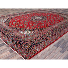 Load image into Gallery viewer, 9&#39;10&quot;x13&#39;1&quot; Ketchup Red, Full Pile Vintage Persian Kashan, Hand Knotted Cleaned and Sides and Ends Professionally and Secured, Natural Wool, Denser Weave Oriental Rug FWR520200