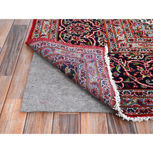 9'10"x13'1" Ketchup Red, Full Pile Vintage Persian Kashan, Hand Knotted Cleaned and Sides and Ends Professionally and Secured, Natural Wool, Denser Weave Oriental Rug FWR520200