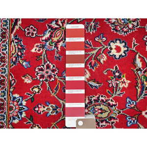 9'10"x13'1" Ketchup Red, Full Pile Vintage Persian Kashan, Hand Knotted Cleaned and Sides and Ends Professionally and Secured, Natural Wool, Denser Weave Oriental Rug FWR520200