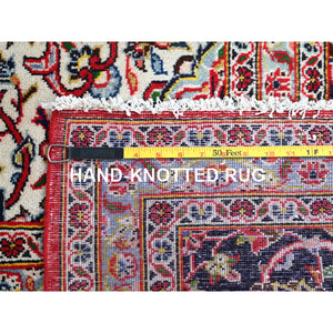 9'10"x13'1" Ketchup Red, Full Pile Vintage Persian Kashan, Hand Knotted Cleaned and Sides and Ends Professionally and Secured, Natural Wool, Denser Weave Oriental Rug FWR520200