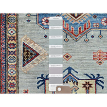 Load image into Gallery viewer, 9&#39;x11&#39;9&quot; Tempered Gray, Afghan Super Kazak with Geometric Medallions Design, Natural Dyes, Denser Weave, Velvety Wool, Hand Knotted, Oriental Rug FWR520278