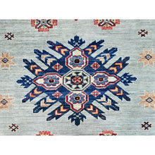 Load image into Gallery viewer, 9&#39;x11&#39;9&quot; Tempered Gray, Afghan Super Kazak with Geometric Medallions Design, Natural Dyes, Denser Weave, Velvety Wool, Hand Knotted, Oriental Rug FWR520278