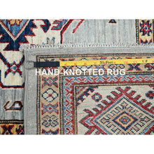 Load image into Gallery viewer, 9&#39;x11&#39;9&quot; Tempered Gray, Afghan Super Kazak with Geometric Medallions Design, Natural Dyes, Denser Weave, Velvety Wool, Hand Knotted, Oriental Rug FWR520278