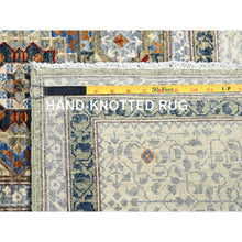 Load image into Gallery viewer, 9&#39;x11&#39;10&quot; Spray Green and Linen White, Hand Knotted 14th Century Mamluk Dynasty Pattern, Vegetable Dyes, 200 KPSI, Extra Soft Wool, Oriental Rug FWR520404