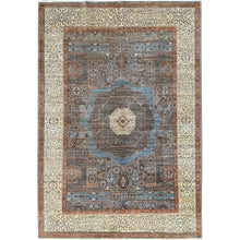 Load image into Gallery viewer, 5&#39;x7&#39;3&quot; Twill Green, Natural Dyes, Hand Knotted 200 KPSI, Shiny Soft Wool, 14th Century Mamluk Dynasty With Geometric Design, Oriental Rug FWR520470