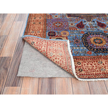 Load image into Gallery viewer, 4&#39;x6&#39;5&quot; Azure Blue and Aesthetic White, Vegetable Dyes, Hand Knotted Medallions Design, 200 KPSI, Pure Wool, 14th Century Mamluk Dynasty Oriental Rug FWR520476