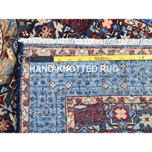 Load image into Gallery viewer, 2&#39;6&quot;x15&#39;9&quot; Graphite With Cerulean Blue, Hand Knotted 200 KPSI, Vegetable Dyes, Organic Wool, 14th Century Mamluk Dynasty Design Oriental XL Runner Rug FWR520482