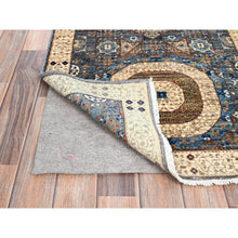 Load image into Gallery viewer, 2&#39;5&quot;x9&#39;10&quot; Oyster Mushroom Gray, Extra Soft Wool Vegetable Dyes, 14th Century Mamluk Dynasty Pattern, Large Motifs, Hand Knotted Runner 200 KPSI Oriental Rug FWR520494