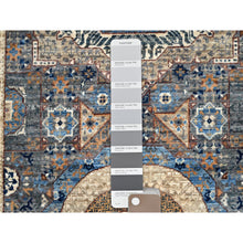 Load image into Gallery viewer, 2&#39;5&quot;x9&#39;10&quot; Oyster Mushroom Gray, Extra Soft Wool Vegetable Dyes, 14th Century Mamluk Dynasty Pattern, Large Motifs, Hand Knotted Runner 200 KPSI Oriental Rug FWR520494