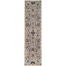 Load image into Gallery viewer, 2&#39;7&quot;x10&#39; Tint Green With Pacer White, Mamluk All Over Design, Vibrant Pure Wool Natural Dyes, Hand Knotted, Runner, Tone On Tone, Oriental Rug FWR520500