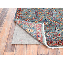 Load image into Gallery viewer, 2&#39;6&quot;x11&#39;8&quot; Deep Jungle Green and Brick Red, Vegetable Dyes, Mamluk Dynasty With All Over Pattern, Soft Wool, Runner Hand Knotted Oriental Rug FWR520524