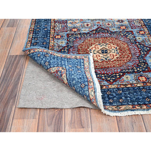 2'8"x15'4" Sapphire With Indigo Blue, Hand Knotted, 200 KPSI, 14th Century Mamluk Dynasty With Large Elements Design, Natural Dyes, 100% Wool XL Runner Oriental Rug FWR520554