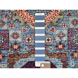 2'8"x15'4" Sapphire With Indigo Blue, Hand Knotted, 200 KPSI, 14th Century Mamluk Dynasty With Large Elements Design, Natural Dyes, 100% Wool XL Runner Oriental Rug FWR520554