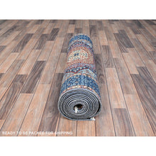 Load image into Gallery viewer, 2&#39;8&quot;x15&#39;4&quot; Sapphire With Indigo Blue, Hand Knotted, 200 KPSI, 14th Century Mamluk Dynasty With Large Elements Design, Natural Dyes, 100% Wool XL Runner Oriental Rug FWR520554