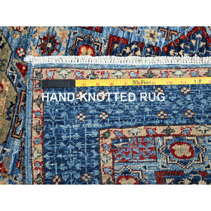 2'8"x15'4" Sapphire With Indigo Blue, Hand Knotted, 200 KPSI, 14th Century Mamluk Dynasty With Large Elements Design, Natural Dyes, 100% Wool XL Runner Oriental Rug FWR520554