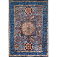 Load image into Gallery viewer, 9&#39;10&quot;x13&#39;8&quot; Lichen Blue, 14th Century Mamluk Dynasty Pattern With Central Large Motif, Hand Knotted, Vibrant and Soft Wool 200 KPSI, Natural Dyes, Oriental Rug FWR520560