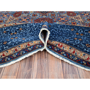 9'10"x13'8" Lichen Blue, 14th Century Mamluk Dynasty Pattern With Central Large Motif, Hand Knotted, Vibrant and Soft Wool 200 KPSI, Natural Dyes, Oriental Rug FWR520560