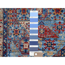 Load image into Gallery viewer, 9&#39;10&quot;x13&#39;8&quot; Lichen Blue, 14th Century Mamluk Dynasty Pattern With Central Large Motif, Hand Knotted, Vibrant and Soft Wool 200 KPSI, Natural Dyes, Oriental Rug FWR520560