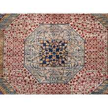 Load image into Gallery viewer, 9&#39;10&quot;x13&#39;8&quot; Lichen Blue, 14th Century Mamluk Dynasty Pattern With Central Large Motif, Hand Knotted, Vibrant and Soft Wool 200 KPSI, Natural Dyes, Oriental Rug FWR520560