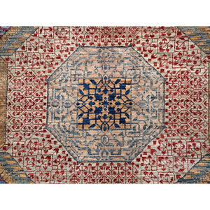 9'10"x13'8" Lichen Blue, 14th Century Mamluk Dynasty Pattern With Central Large Motif, Hand Knotted, Vibrant and Soft Wool 200 KPSI, Natural Dyes, Oriental Rug FWR520560