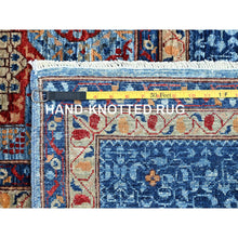 Load image into Gallery viewer, 9&#39;10&quot;x13&#39;8&quot; Lichen Blue, 14th Century Mamluk Dynasty Pattern With Central Large Motif, Hand Knotted, Vibrant and Soft Wool 200 KPSI, Natural Dyes, Oriental Rug FWR520560