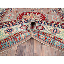 Load image into Gallery viewer, 6&#39;4&quot;x9&#39;2&quot; Sepia Rose Pink With Cotton White, Hand Knotted, Organic Wool and Denser Weave, Natural Dyes, Kazak with All Over Motifs, Oriental Rug FWR520710