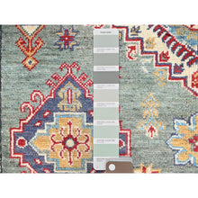 Load image into Gallery viewer, 5&#39;x6&#39;7&quot; Smoke Green and Kestrel White Border, Densely Woven Hand Knotted Kazak Design, Vegetable Dyes 100% Wool, Oriental Rug FWR520914