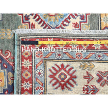 Load image into Gallery viewer, 5&#39;x6&#39;7&quot; Smoke Green and Kestrel White Border, Densely Woven Hand Knotted Kazak Design, Vegetable Dyes 100% Wool, Oriental Rug FWR520914