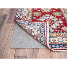 Load image into Gallery viewer, 2&#39;9&quot;x6&#39;10&quot; Turkey Red And Porcelain White With Tribal Medallions Design All Over Hand Knotted Denser Weave 100% Wool Kazak Runner Oriental Rug FWR521046