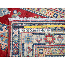 Load image into Gallery viewer, 2&#39;9&quot;x6&#39;10&quot; Turkey Red And Porcelain White With Tribal Medallions Design All Over Hand Knotted Denser Weave 100% Wool Kazak Runner Oriental Rug FWR521046