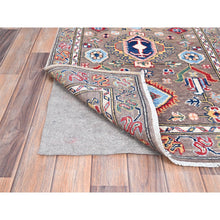 Load image into Gallery viewer, 2&#39;8&quot;x9&#39; Cinereous Gray, Medallions All Over, Tribal Elements All Over Vegetable Dyes Hand Knotted Natural Wool Hand Knotted Oriental Runner Rug FWR521118