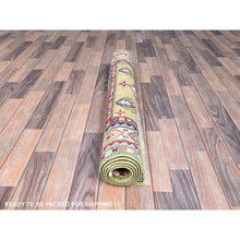 Load image into Gallery viewer, 4&#39;x6&#39; Crayola Green, Smooth And Velvety Wool, Denser Weave, Afghan Kazak Natural Dyes Hand Knotted Oriental Rug FWR521250