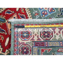 Load image into Gallery viewer, 3&#39;3&quot;x4&#39;8&quot; Laurel Green, Large Triple Geometric Motifs, Natural Dyes, Pure And Soft Wool, Hand Knotted, Afghan Kazak, Denser Weave, Oriental Rug FWR521292