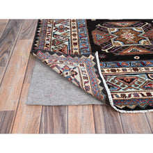 Load image into Gallery viewer, 6&#39;x8&#39;5&quot; Pitch Black, Afghan Super Kazak, All Over Motifs Design, Vibrant Wool and Densely Woven, Hand Knotted Oriental Rug FWR521340