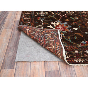 2'8"x8'6" Fondue Fudge Brown, Pure Wool, Densely Woven, Hand Knotted, Natural Dyes, Afghan Sultani Oriental Runner Rug FWR521370