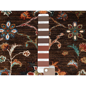 2'8"x8'6" Fondue Fudge Brown, Pure Wool, Densely Woven, Hand Knotted, Natural Dyes, Afghan Sultani Oriental Runner Rug FWR521370