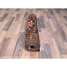 Load image into Gallery viewer, 2&#39;8&quot;x8&#39;6&quot; Fondue Fudge Brown, Pure Wool, Densely Woven, Hand Knotted, Natural Dyes, Afghan Sultani Oriental Runner Rug FWR521370