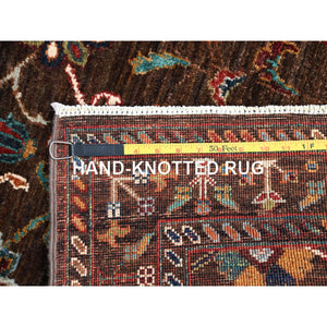 2'8"x8'6" Fondue Fudge Brown, Pure Wool, Densely Woven, Hand Knotted, Natural Dyes, Afghan Sultani Oriental Runner Rug FWR521370